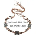Bohemian ethnic style woven waist rope with wooden beads and butterfly pendants - Style F / Length 170cm