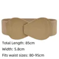 Khaki wide elastic belt waist seal with 5.8cm width for women dresses and coats - 85cm / Khaki