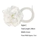 Elegant white rose floral rope belt Style C, 248cm adjustable waist chain for women - Style C / White