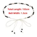 Bohemian ethnic beach style shell and bead braided waist rope belt, 155cm total length - Style G / Length 155cm