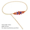 Adjustable gold metal chain belt featuring vibrant colorful rhinestones for elegant dresses - Multicolor / 105cm/Pack