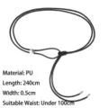 Schmaler schwarzer PU-Leder-Seilgürtel für Damen, 240 cm lang, stilvolles Taillenaccessoire. - Gesamtlänge 240cm / Schwarz