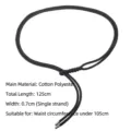 Adjustable slim black cotton-polyester waist rope belt for women, 125cm total length - Style B / Total Length 125cm / Black