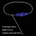 Elegant silver metal chain belt with sparkling blue rhinestones for women's dresses - 105cm/Pack / Blue