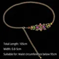 Elegant gold metal chain belt with vibrant floral rhinestone ornament for evening dresses - Multicolor Style B / 105cm/Pack