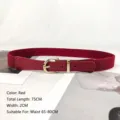Stylish red elastic waist belt for women featuring a retro golden horseshoe buckle - Red