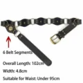 Vintage Western punk black wide belt with brass rivets and large metal buckle - 102cm (6 Sections) / Black