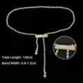 Elegant 120cm white pearl waist chain belt for women dresses with detail zoom view - Style C / 120cm
