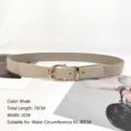 Khaki minimalist elastic waist belt for women with retro golden buckle for 65-80cm waist - Khaki