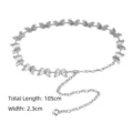 Silver metal waist chain belt with butterfly charms for women, 105cm length adjustable chain - Style H Butterfly / Total Length 105cm (Width 2.3cm)