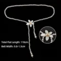 Elegant white camellia pearl waist chain belt for dresses and sweaters, 110cm - Style B / 110cm