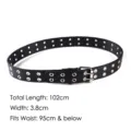 Punk double grommet leather belt for women, 102cm length, fashion street style accessory - Full Grommet Double Row Silver Style C / 102cm x 3.8cm
