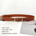Camel brown retro elastic belt for women featuring a gold buckle for a retro fashion look - Camel