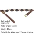 Vintage American western style punk wide belt with metal rings and rivets in brown finish - 122cm (8 Sections) / Coffee