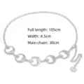 Bohemian silver metal waist chain belt with moon and sun pendants, 105cm total length - Style G / Total Length 105cm (Width 4.5cm) / Silver