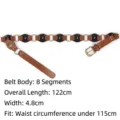 Vintage western wide belt with rivets and metal rings in brown and black - 122cm (8 Sections) / Caramel color