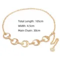 Elegant bohemian style gold metal chain belt with moon and star charms for women - Style G / Total Length 105cm (Width 4.5cm) / Gold