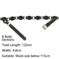Vintage western wide belt with bronze rivets and metal rings for Y2K punk style look - 122cm (8 Sections) / Black