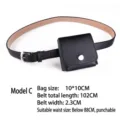 Detailed size specifications for the stylish black mini waist bag and belt combo - Letter C