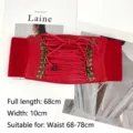 Trendy wide red elastic corset waist belt with lace-up front for women's dresses - Red