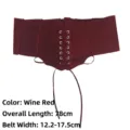 Retro wine red corset waist cincher belt with gothic front lace-up design for women - Length 78cm / Burgundy