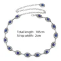 Silver chain belt detail with blue turquoise stones and 105cm total length display - Style C / Silver