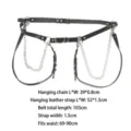 Cintura punk gothic in pelle PU nera con catene d'argento decorative per il corpo - Catena 39x0.8cm; Cinturino 52x1.5cm; Lunghezza 103cm; Larghezza 1.5cm / Nero