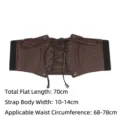 Elegant brown vintage lace-up wide corset belt with elastic band for women's dress - 70cm / Coffee