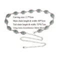 Silver metal chain belt with turquoise stones bohemian style for women dresses accessories - Silver