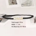 Elegant black elastic waist belt for women featuring a minimalist gold horsebit buckle - Skinny (Length 63cm) / Black