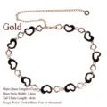 Elegante cintura a catena in metallo dorato con motivi a cuore e fiori per donne - Oro