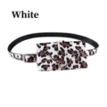 Stylish leopard print faux pony hair waist bag with thin adjustable belt in white - White