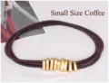 Vintage style brown elastic waist belt with textured gold metal rings in coffee color - 65cm / Small Style / Coffee