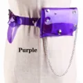 Lila transparente PVC-Gürteltasche mit Silberkette und Taillengurt - Lila