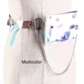 Modische schillernde Laser-PVC-Gürteltasche für Damen mit silberner Metallkette - bunt