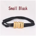 Retro black elastic waist belt with matte gold metal loops, size small for women - 65cm / Small Style / Black