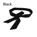 Elegant black woolen fabric waist belt tied in a decorative bow for coats and dresses - Black