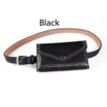 Punk style black rivet belt bag for women with decorative studs - Style A / Black