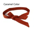 Elegant caramel wool fabric waist belt with decorative bow tie knot for women's coats - Caramel color