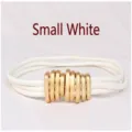 Vintage retro style white elastic waist belt for women in small size with gold buckle - 65cm / Small Style / White