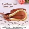 Ceinture pour femme camel avec grande boucle fer à cheval en métal doré mat. - Plein Petit Chameau