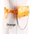 Modieuze transparante oranje PVC heuptas met een decoratieve metalen ketting riemband - Oranje