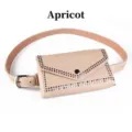Elegant apricot waist bag featuring punk silver studs and matching belt for women - Style A / Apricot