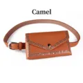 Vintage punk style camel waist bag with silver rivets and adjustable belt - Style A / Camel