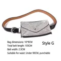 Elegant black leather belt featuring a sparkling rhinestone waist bag, Style G variant - Style G (G013)