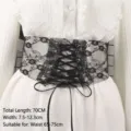 Close-up detail showing the intricate lace pattern and tie fastening of this elastic corset belt - Style B Lace Corset Belt / 70cm Length / Black Style B