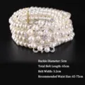 Detailed size dimensions of elegant four-row pearl elastic belt with flower buckle - I款 65cm