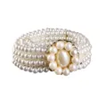 Elegant four-row pearl elastic belt with retro rhinestone flower buckle statement piece - C款 70cm