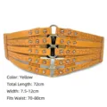 Vintage orange wide elastic corset belt with rivets and gold ring buckles - Yellow