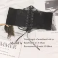 Elegant black elastic lace corset belt with adjustable lace-up front for women's dresses - Style A Lace Corset Belt / 65cm/Pack / Black Style A